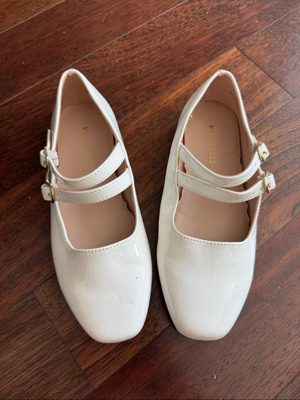 Crewcuts Girls Double-Strap Patent Mary Jane Shoes - White